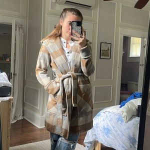Plaid trench coat
